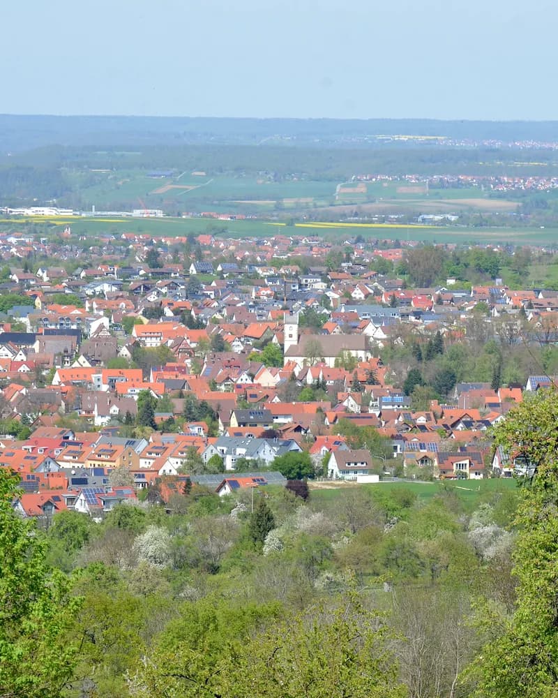 Blick über Mössingen im Landkreis Tübingen am Fuße der Schwäbischen Alb